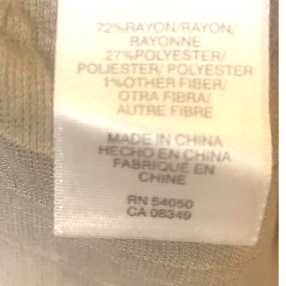 Minimalist Lagenlook Top Button Up Large Tan Jones New York Sheer Long Sleeves - Picture 6 of 8